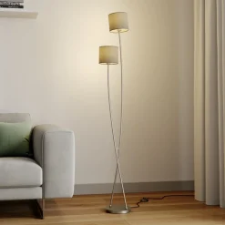 Lucande Juljana gulvlampe, 2 lk., stofskærme