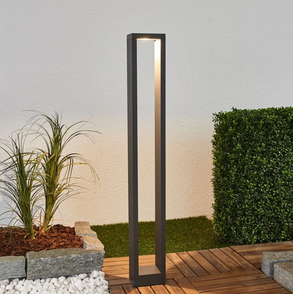 Lucande Jupp LED-vejlampe, sæt med 4, 90 cm, antracit, IP54