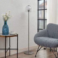 Lucande Kaiya gulvlampe med glasskærm