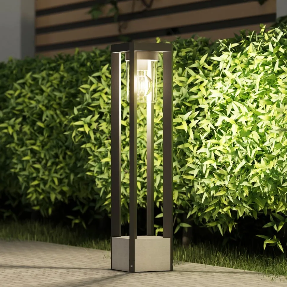 Lucande Kalisa vejlampe, E27, IP44, 70 cm, grå, metal