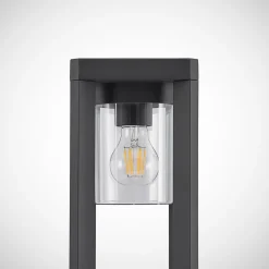 Lucande Kalisa vejlampe, E27, IP44, 70 cm, grå, metal