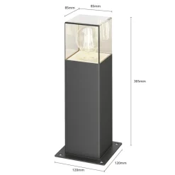 Lucande Keke sokkellampe, højde 30 cm, antracit, aluminium