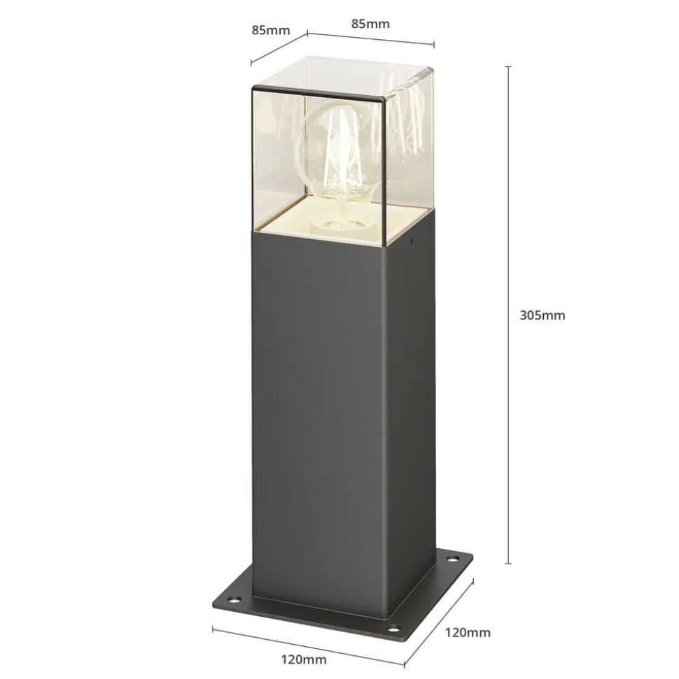 Lucande Keke sokkellampe, højde 30 cm, antracit, aluminium