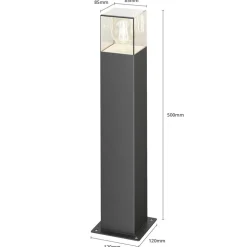 Lucande Keke sokkellampe, højde 50 cm, antracit, aluminium