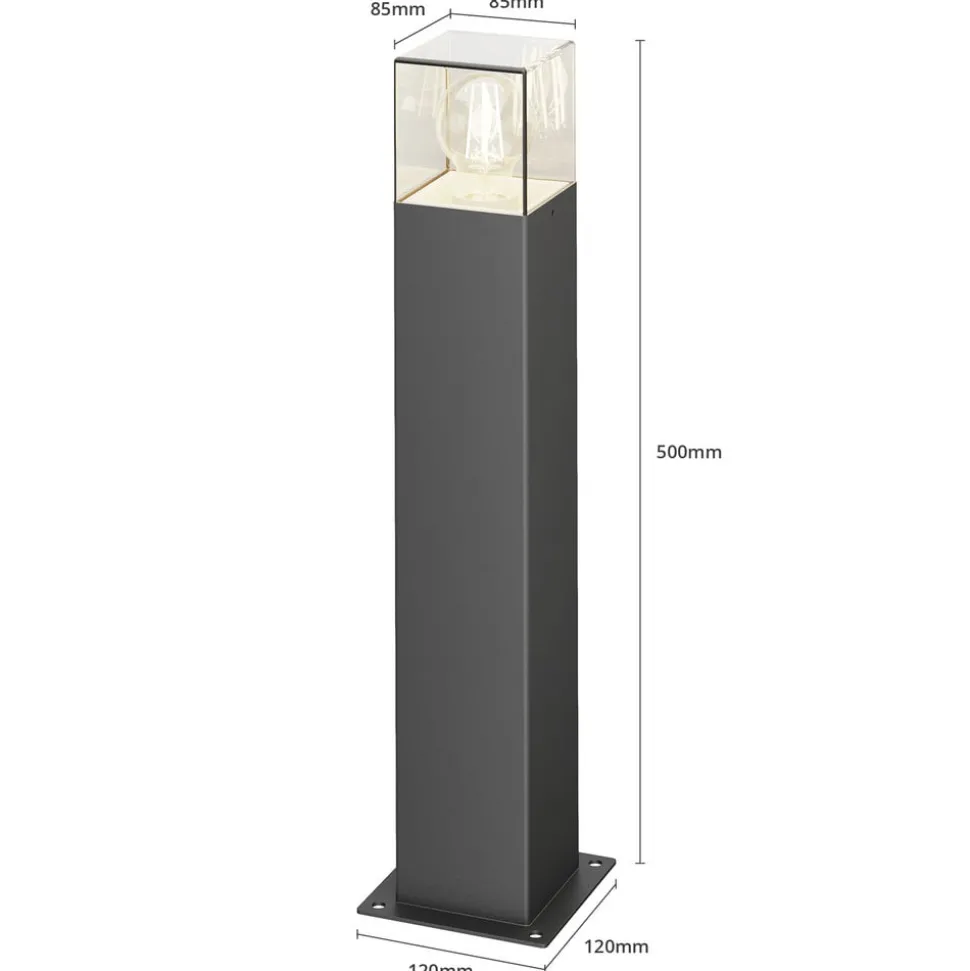 Lucande Keke sokkellampe, højde 50 cm, antracit, aluminium