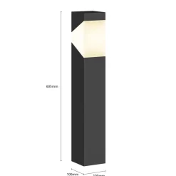 Lucande Kiran sokkellampe, 60 cm, grå, metal, IP44, E27