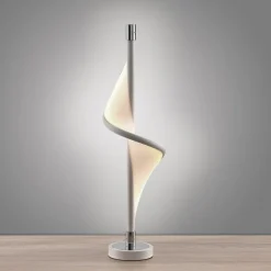 Lucande LED-bordlampe Edano, 60 cm, hvid, tekstil, dæmpbar