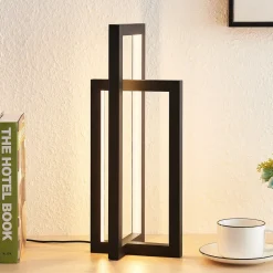 Lucande LED-bordlampe Hylda, højde 42 cm, sort, aluminium