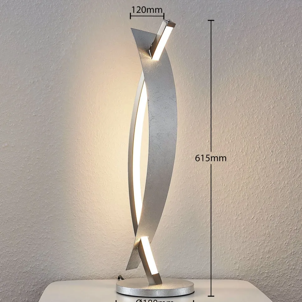 Lucande LED-bordlampe Marija, sølvfarvet, dæmpbar, 62 cm