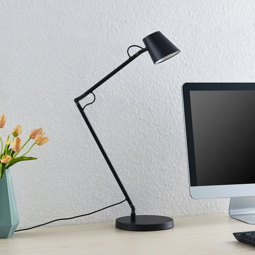 Lucande LED-bordlampe Tarris, højde 46 cm, sort