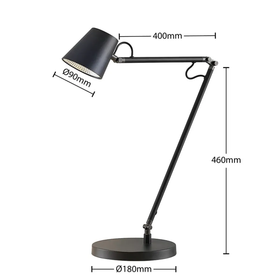 Lucande LED-bordlampe Tarris, højde 46 cm, sort