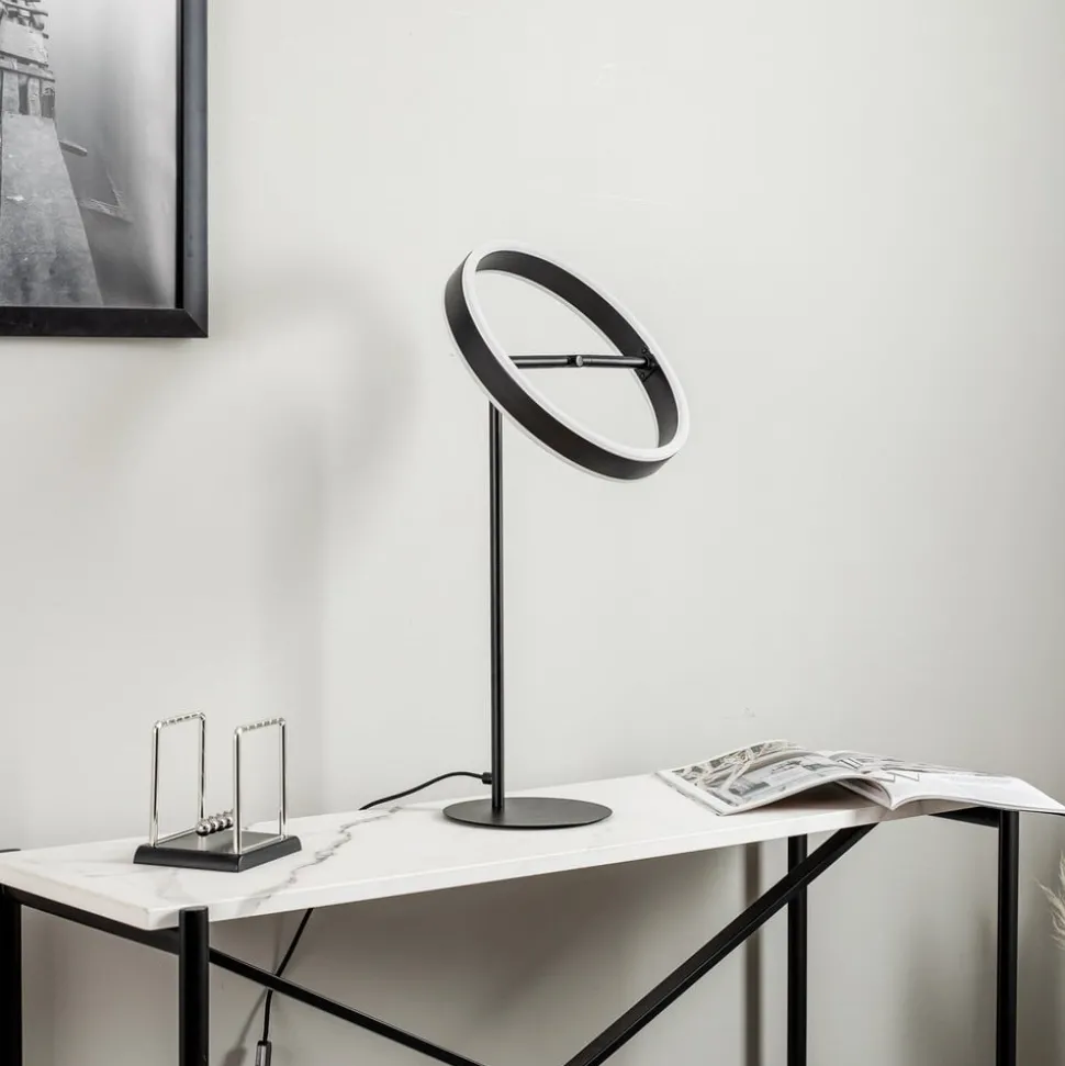 Lucande LED-bordlampe Yekta, sort, 59 cm, dæmpbar