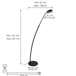 Lucande LED-buelampe Boga, sort, metal, dæmpbar