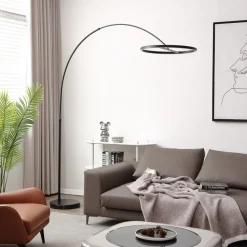Lucande LED-buelampe Virvera, rund, sort, metal