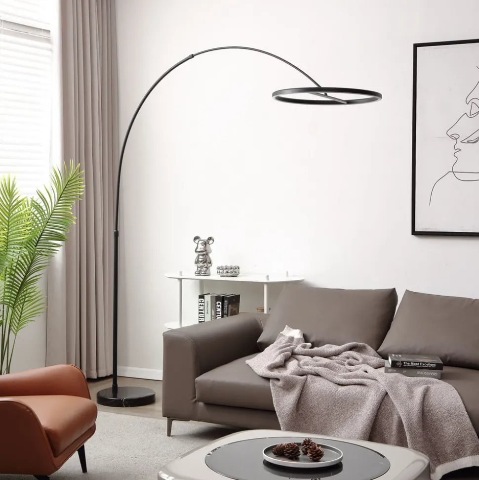 Lucande LED-buelampe Virvera, rund, sort, metal