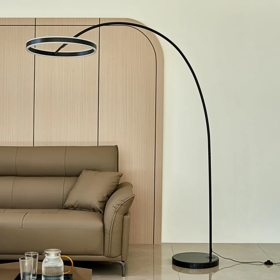 Lucande LED buelampe Yekta, sort, 183 cm, dæmpbar