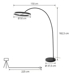 Lucande LED buelampe Yekta, sort, 183 cm, dæmpbar