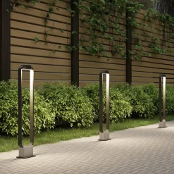 Lucande LED-gadelampe Belna, 100 cm, antracit, beton, IP65