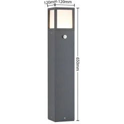 Lucande LED-gadelampe Dewari, bevægelsessensor, 65 cm, IP54