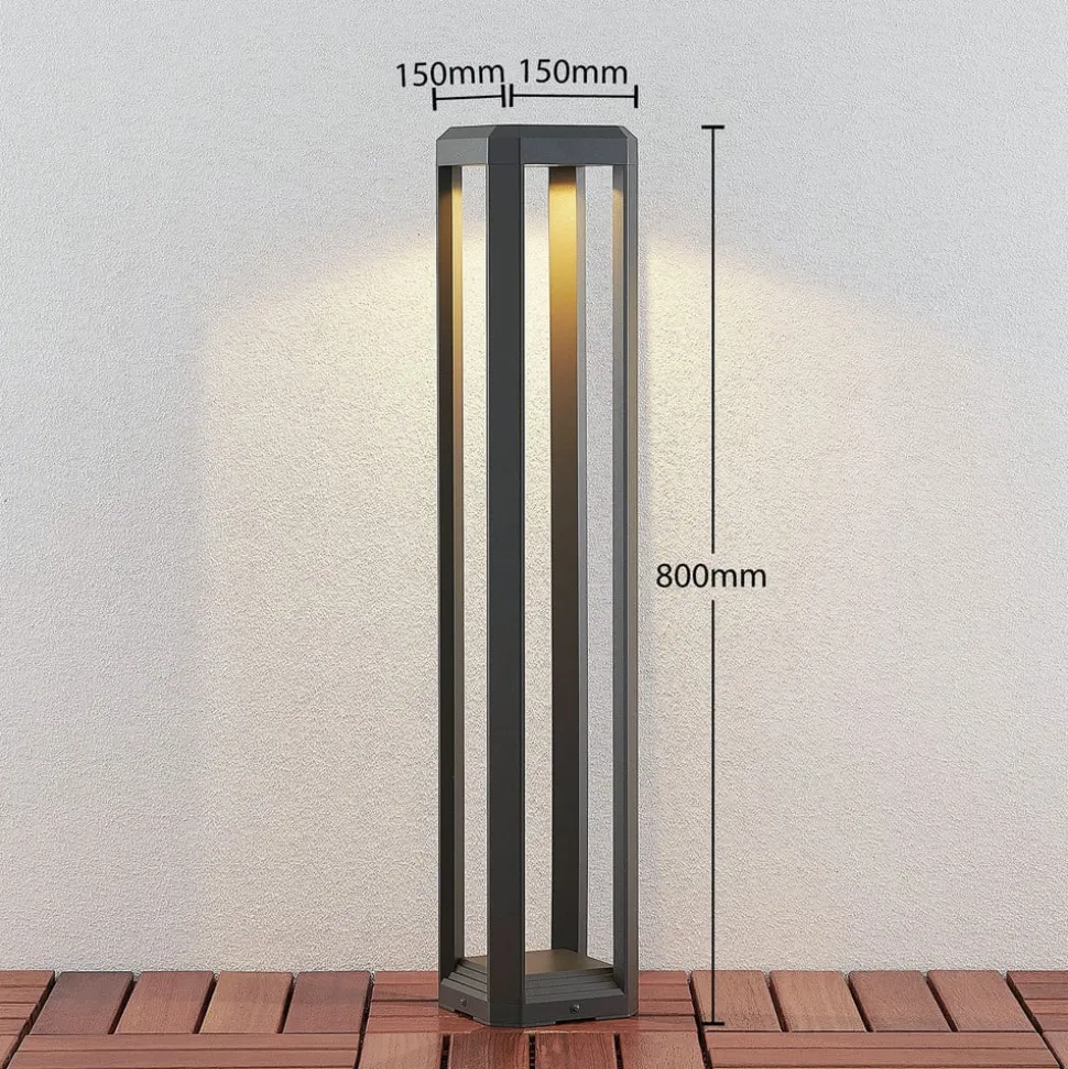 Lucande LED-gadelampe Fery, antracit, metal, 80 cm, IP65