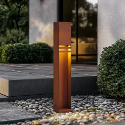 Lucande LED-gadelampe Oxido, rustfarvet, cortenstål