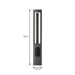 Lucande LED-gadelampe Pirron, højde 80 cm, stikkontakt, IP54