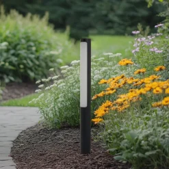 Lucande LED-gadelampe Tuberia, antracit, metal, 80 cm