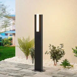 Lucande LED-gadelampe Virgalia, 65 cm, IP65, antracit