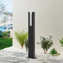 Lucande LED-gadelampe Virgalia, 65 cm, IP65, antracit