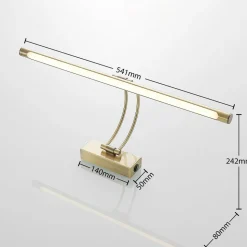 Lucande LED-gallerilampe Dimitrij, buet, messing, metal