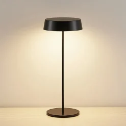 Lucande LED genopladelig bordlampe Tibia, sort, aluminium, USB, IP54