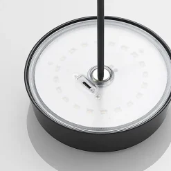 Lucande LED genopladelig bordlampe Tibia, sort, aluminium, USB, IP54