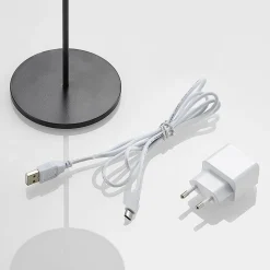 Lucande LED genopladelig bordlampe Tibia, sort, aluminium, USB, IP54