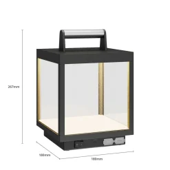 Lucande LED genopladelig bordlampe Cube, aluminium, IP54, dæmpbar