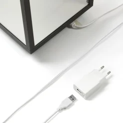 Lucande LED genopladelig bordlampe Cube, aluminium, IP54, dæmpbar
