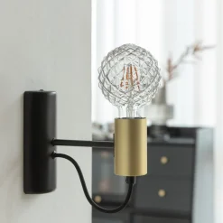 Lucande LED-globepære G95, E27 3,8W, 1800K, struktur, røgfarvet