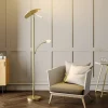 Lucande LED-gulvlampe Anniki, messing, justerbar, dæmpbar