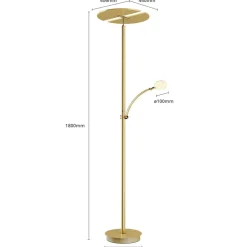Lucande LED-gulvlampe Anniki, messing, justerbar, dæmpbar