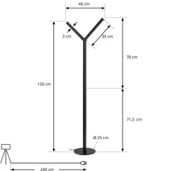 Lucande LED-gulvlampe Ilian, sort, metal, CCT, dæmpbar
