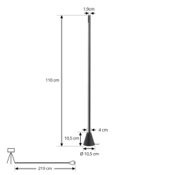Lucande LED-gulvlampe Linija, sort, højde 110 cm, sensor