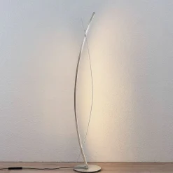 Lucande LED-gulvlampe Marija, sølv, dæmpbar, 140 cm