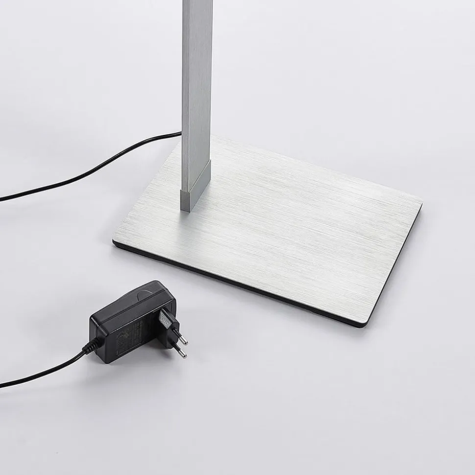 Lucande LED-gulvlampe Nicano, grå, metal, CCT, 125 cm