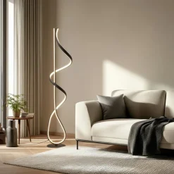 Lucande LED-gulvlampe Rodado, sort, 132 cm, aluminium