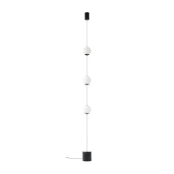Lucande LED-gulvlampe Sphere, sort/opal, glas, dæmpbar