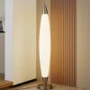 Lucande LED-gulvlampe Tarell, hvid/nikkel, 146 cm, dæmpbar
