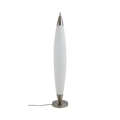 Lucande LED-gulvlampe Tarell, hvid/nikkel, 146 cm, dæmpbar