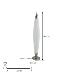 Lucande LED-gulvlampe Tarell, hvid/nikkel, 146 cm, dæmpbar
