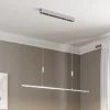 Lucande LED-hængelampe Arnik, 120 cm, nikkelfarvet, dæmpbar
