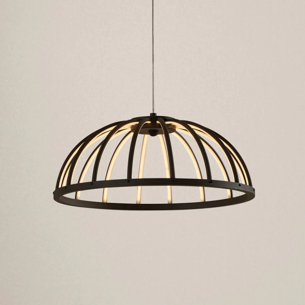 Lucande LED-hængelampe Attea, sort, Ø 40 cm, aluminium