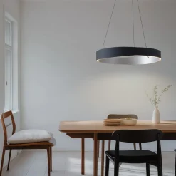 Lucande LED-hængelampe Daelor, sort/alu, CCT, dæmpbar